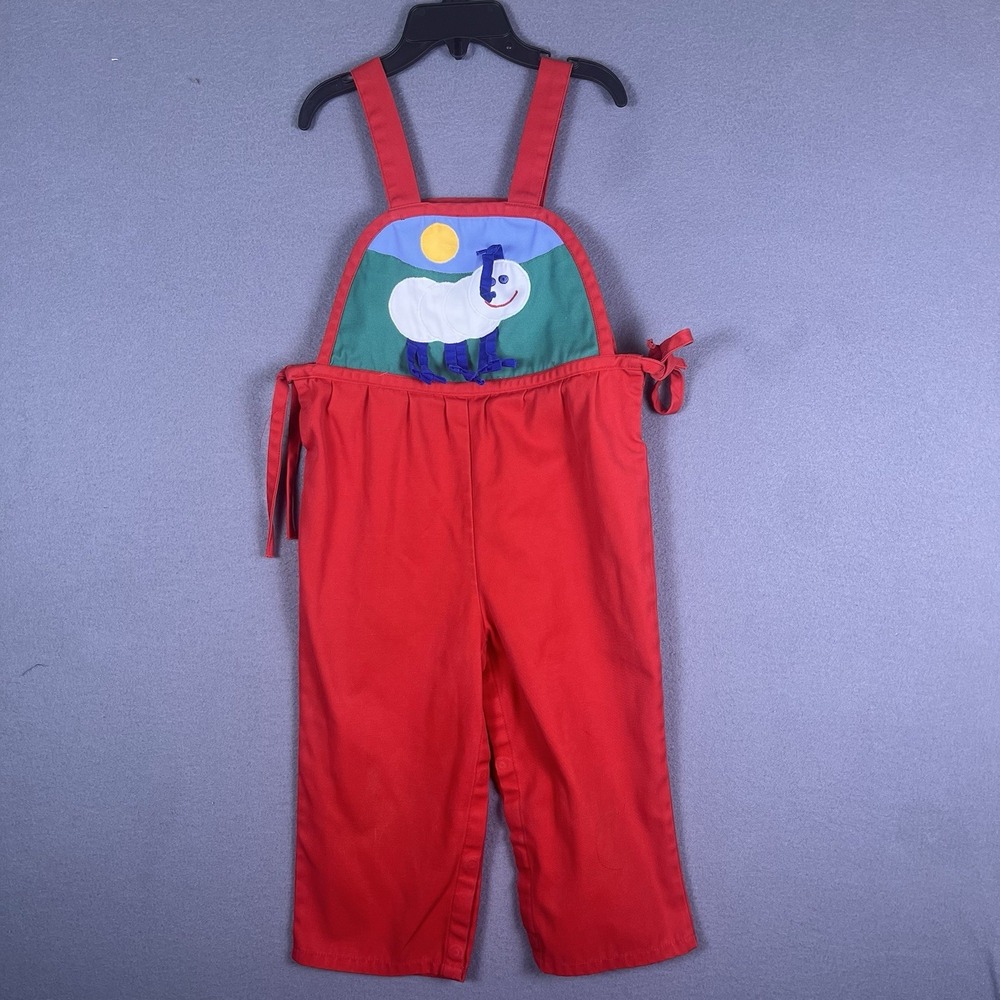 Vintage Popsicle Kids Red Overalls With Caterpillar 18 Mo